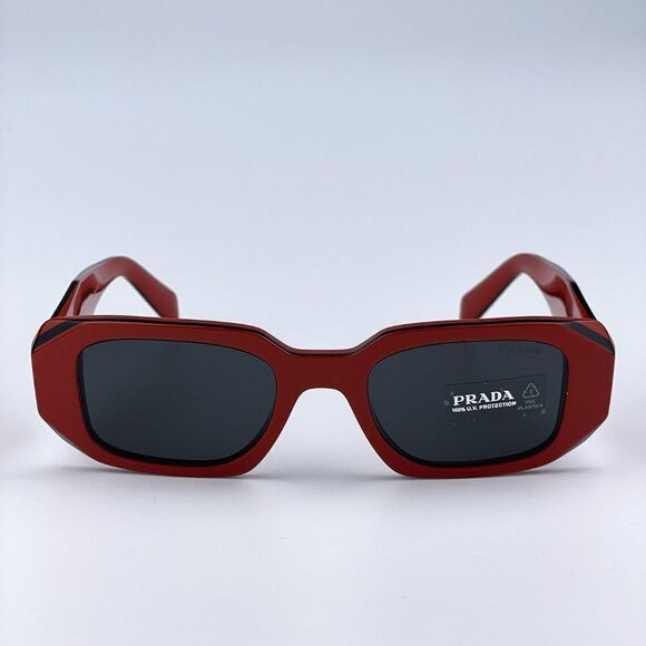 NEW Prada PR17WS 12N5S0 Orange Black Dark Grey Rectangle Unisex Sunglasses - Picture 4 of 13